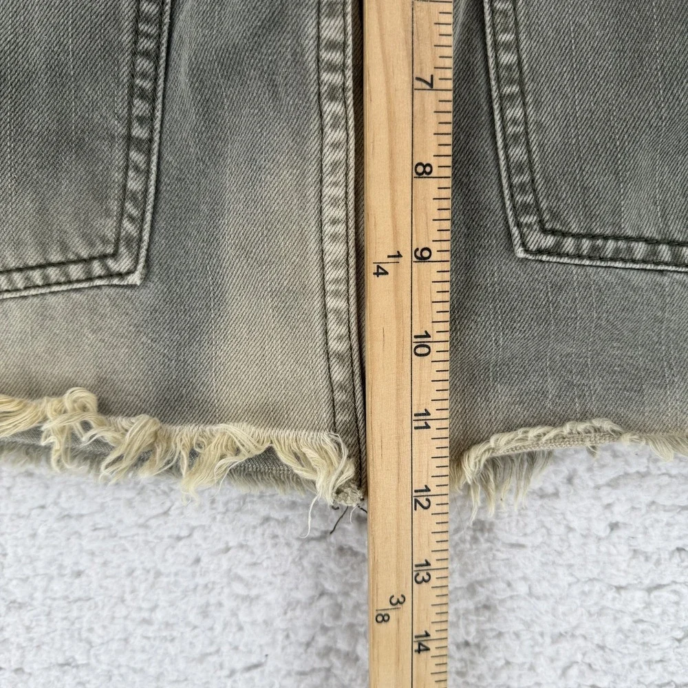 Free People Skirt Womens 0 Green Denim Mini Raw Hem 5 Pocket‎ Casual Summer